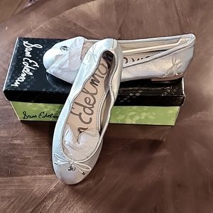Sam Edelman Soft Silver Leather Luxe Ballet Flat, Size 7M